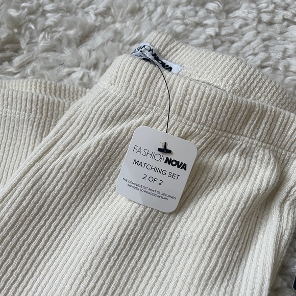 Cream Ribbed Knit Pant Set - Picture 5 of 9